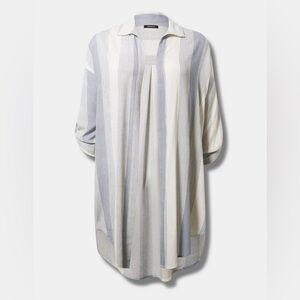 Torrid Blue and White Striped Oversized Kimono Shirt